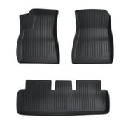 Clinaoy Floor Mat Full Set, Superior Carpet Floor Mats for Tesla Model Y, All Weather Anti-Slip TPE Automotive Interior Cargo Liners Trunk Mats (3Pcs/Set)